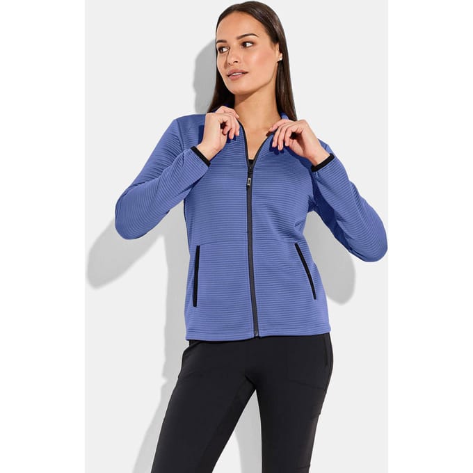Licht vrijetijdsjack met horizontale ribstructuur - blauw - Gr. 38 van Goldner Fashion