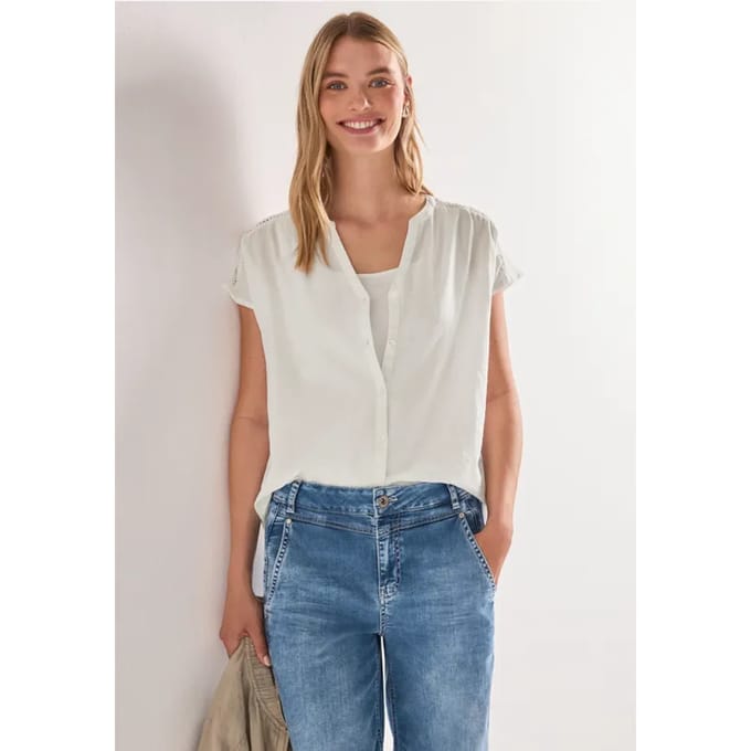Blouse met overhangende schouders en tape