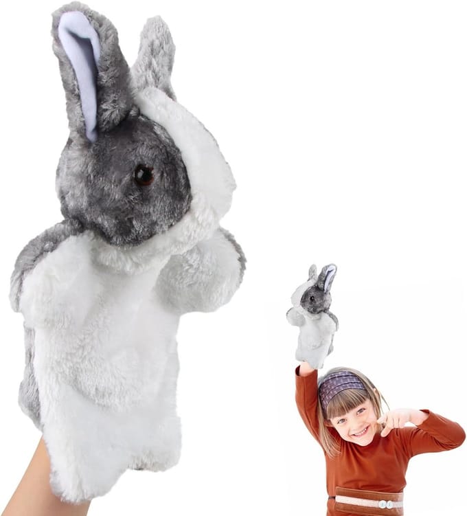Zachte Pluche Konijn Handpop Groot voor Kinderen en Verhalenvertellen