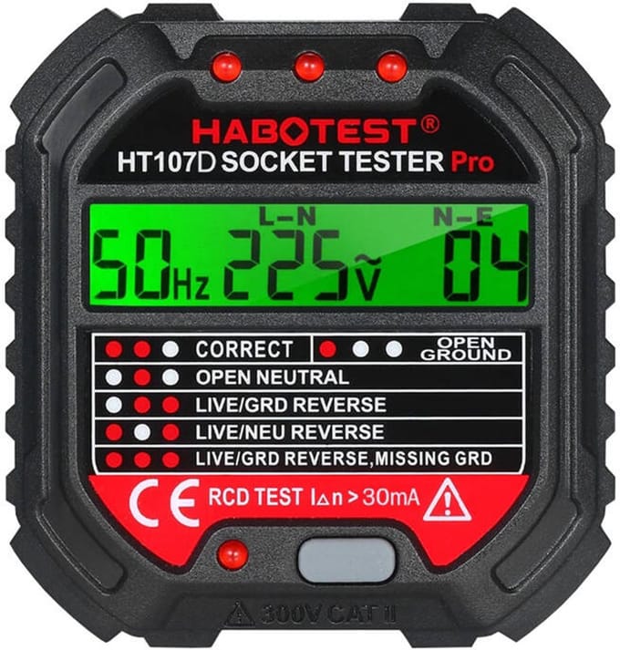 Stopcontacttester Met Digitaal Display Habotest Ht107D