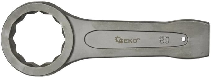 GEKO Ring Slogging Steeksleutel - 80mm - Zware Constructie - 12-Punts - Chroom-Vanadium Staal