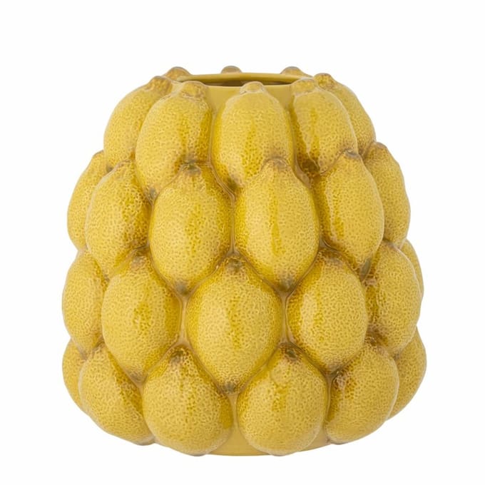 Bloomingville Vaas aardewerk geel Limone 22cm