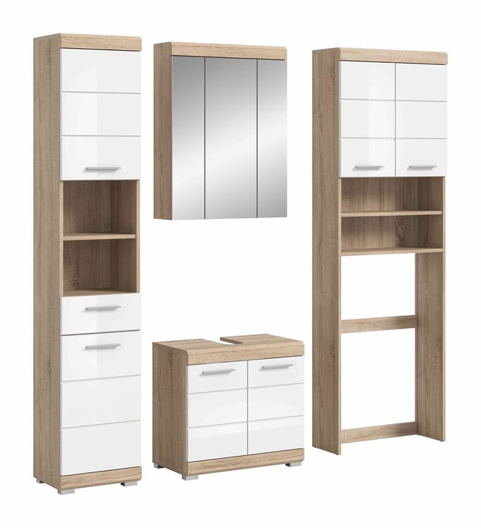 Lambada badkamercombinatie wit hoogglans MDF TZ wit NB - 34x190x191cm