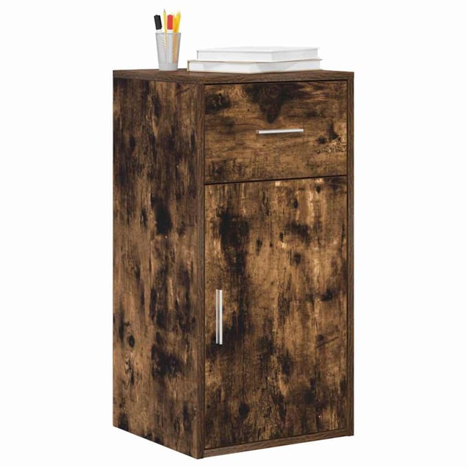 vidaXL - Dressoir - met - lade - Rook - Eiken - 38 - x - 34 - x - 75 - cm
