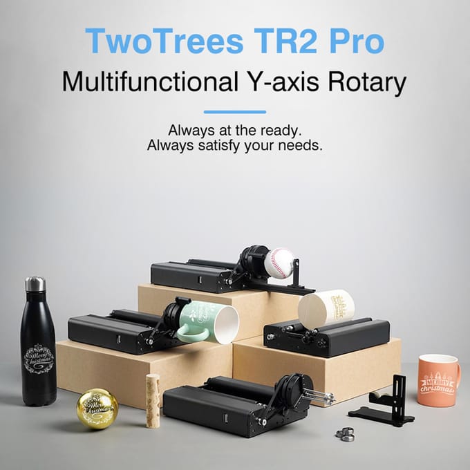 TwoTrees TR2 PRO 4in1 Y-as Roterende Roller Multifunctionele Laser Graveermachine Hulpstuk Gebruik voor Kolom zwart