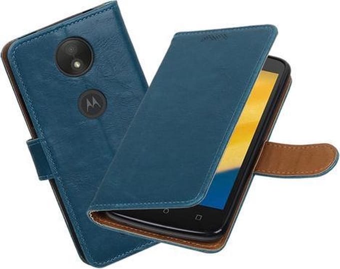 BestCases.nl Motorola Moto C Pull-Up booktype hoesje Blauw