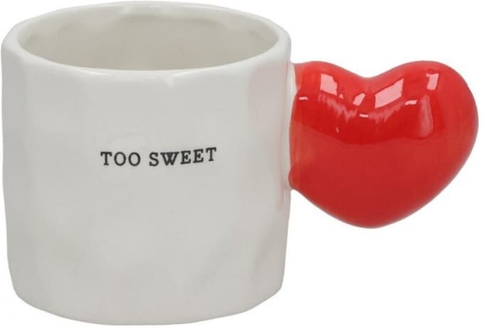 Gerimport Moederdag / valentijn cadeau mok - Too Sweet - wit - 420 ml - hartjes oor - liefde
