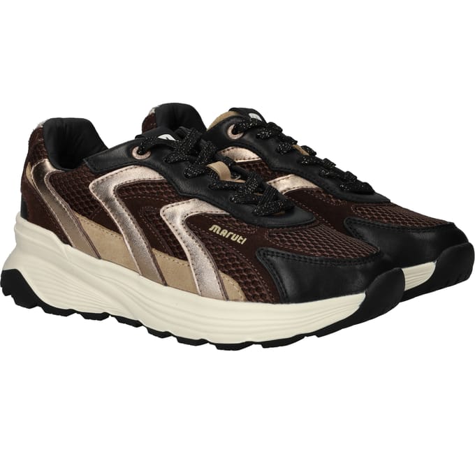 Maruti Dora Leather black brown sneakers