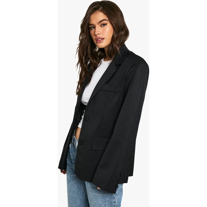 boohoo Dames Tailored Oversized Slouchy Blazer | Zwart | Maat: 36