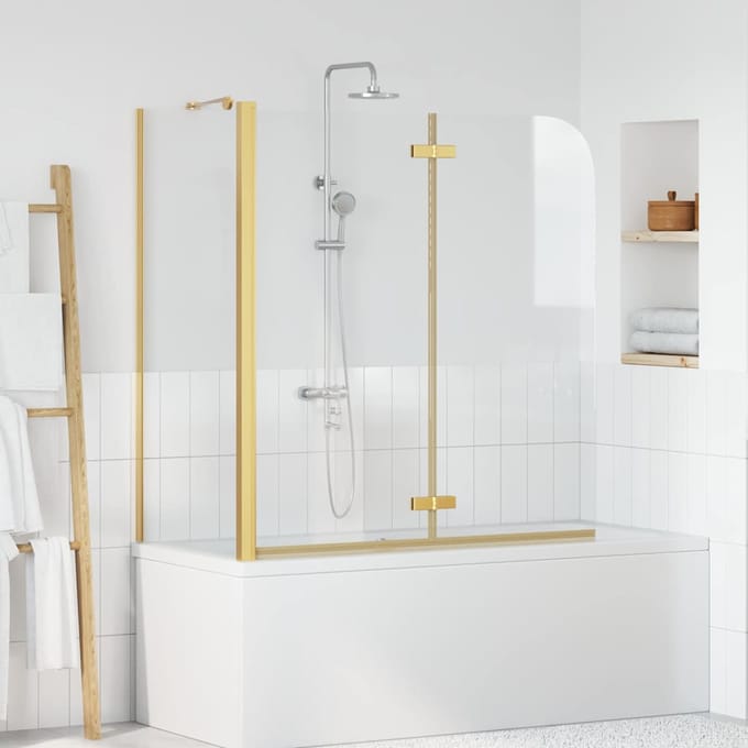 vidaXL - Douche - Omheining - Goud - 120 - x - 68 - x - 130 - cm - ESG - Glas - en - Aluminium