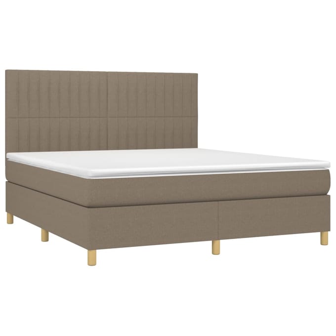 vidaXL - Boxspring - met - matras - stof - taupe - 160x200 - cm