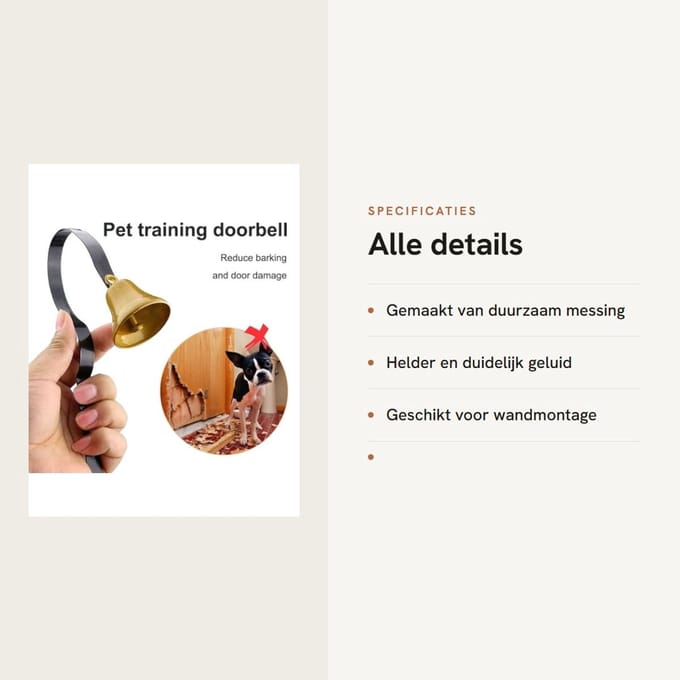 Dailygoods- Hond Deurbel Messing - Wandmontage - Honden Training Bel