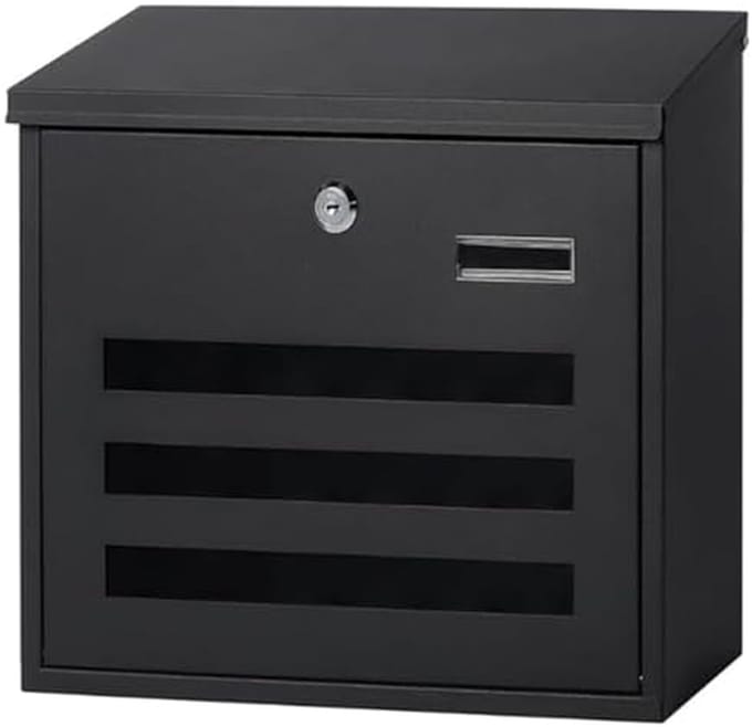 Wandbrievenbus - Postbak - Veilige Post Opslag - Afsluitbaar Staal - 34 x 10 x 32 cm - Zwart