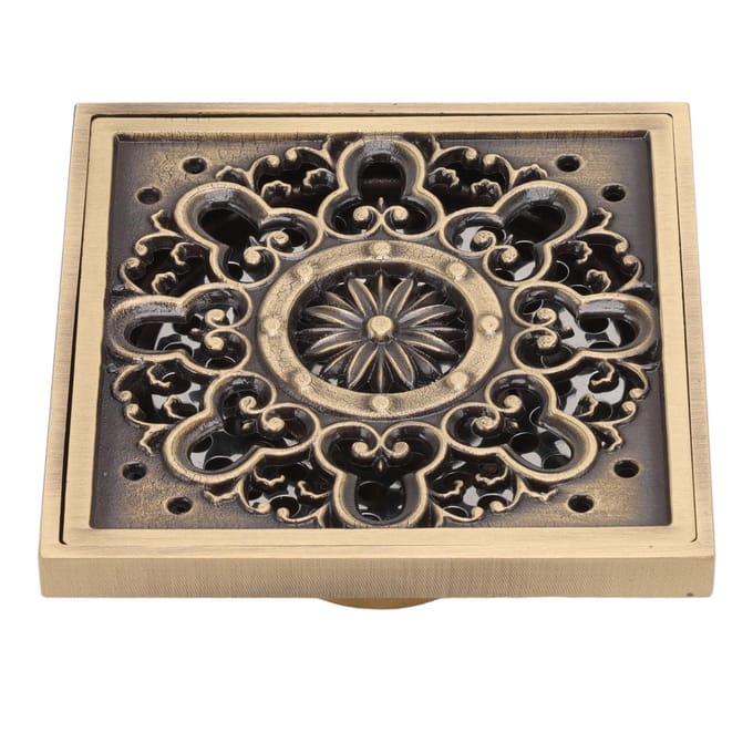 Koperen Vloerafvoer Vierkant Retro Grote Doorstroming Geurbestendig Doucheputje voor Badkamer black