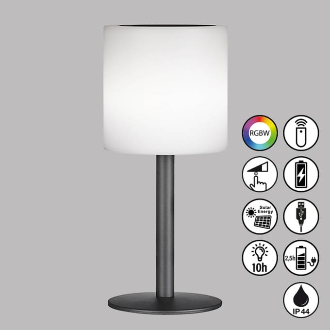 FH Lighting LED solar-tafellamp Lesina, zandzwart/wit