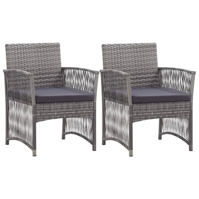 vidaXL - Tuinstoelen - met - kussens - 2 - st - poly - rattan - antraciet