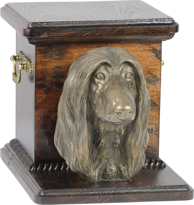 Elegante urn hond voor Afghan Hound met beeldje - unieke hondenurn