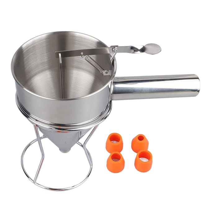 Beslagdispenser Roestvrij Staal Pannenkoekenbeslagdispenser met 18mm 4 STUKS Siliconen Mond voor L gray