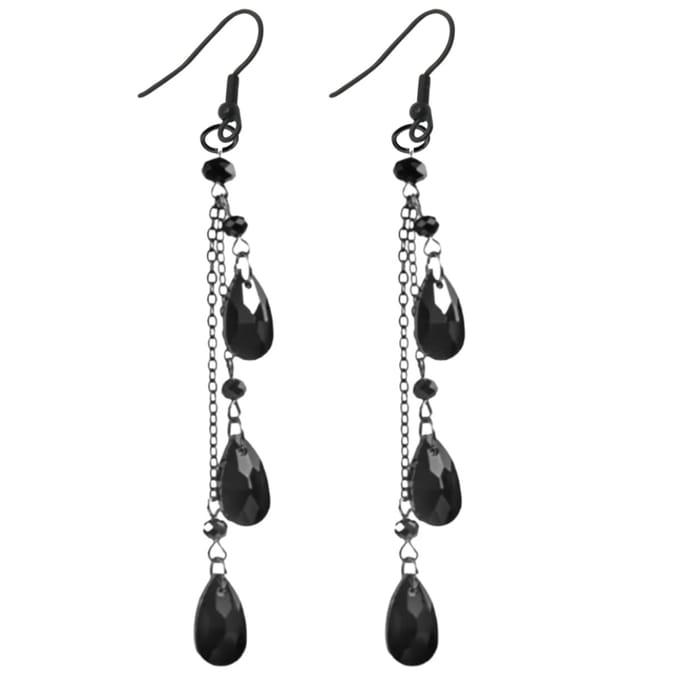 Oorbellen -zwarte kralen- lang- Charme Bijoux