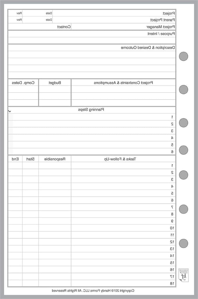 Project Planner Vellen - Agenda Vulling - Projecten Organiseren - 7-Gaten Geperforeerd - 5.5" x 8.5" - Wit