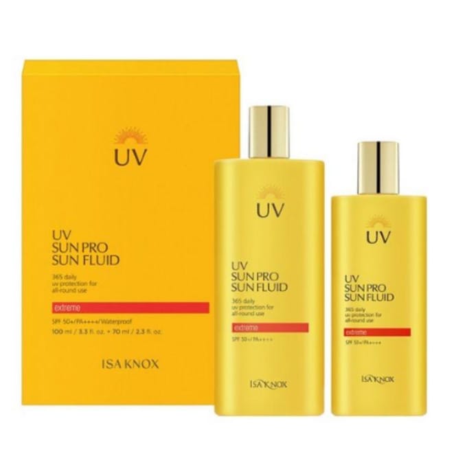 ISA KNOX Fluide Solaire UV Pro 365 Extreme SPF50+ PA++++ 100ml + 70ml Ensemble Crème Solaire Coréenne yellow