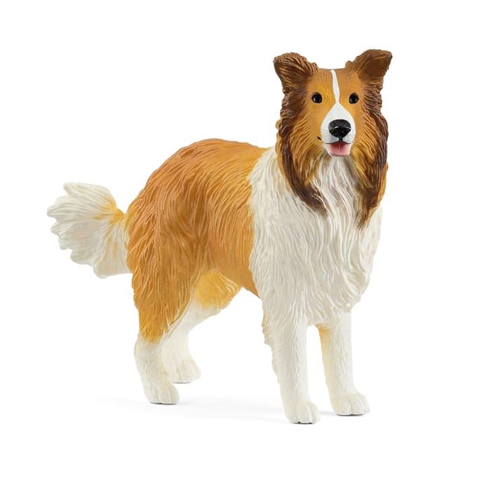 Schleich boerderij wereld collie speelfiguur - bruin en wit, 7 cm