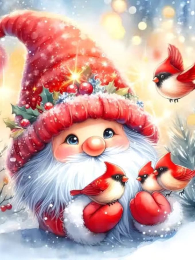 Freefs Diamond Painting Kerst kabouter winter - 30x40cm vierkante steentjes
