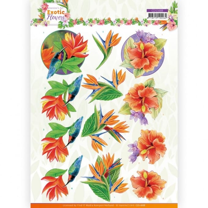 3D cutting sheet - Jeanine's Art - Exotic Flowers - Blue Flowers 1 stuks