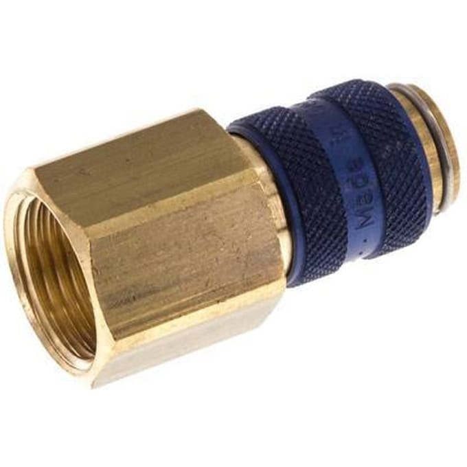 Messing DN 5 Blauw Luchtkoppeling Snelkoppeling G 3/8 inch Binnendraad - CLS5-F-B-BLU-038