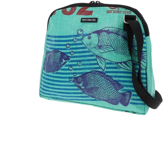MoreThanHip - Basic Dames Schoudertas van Gerecyclede visvoerzak- Amara - vis groen - 28 cm x 25 cm x 8 cm