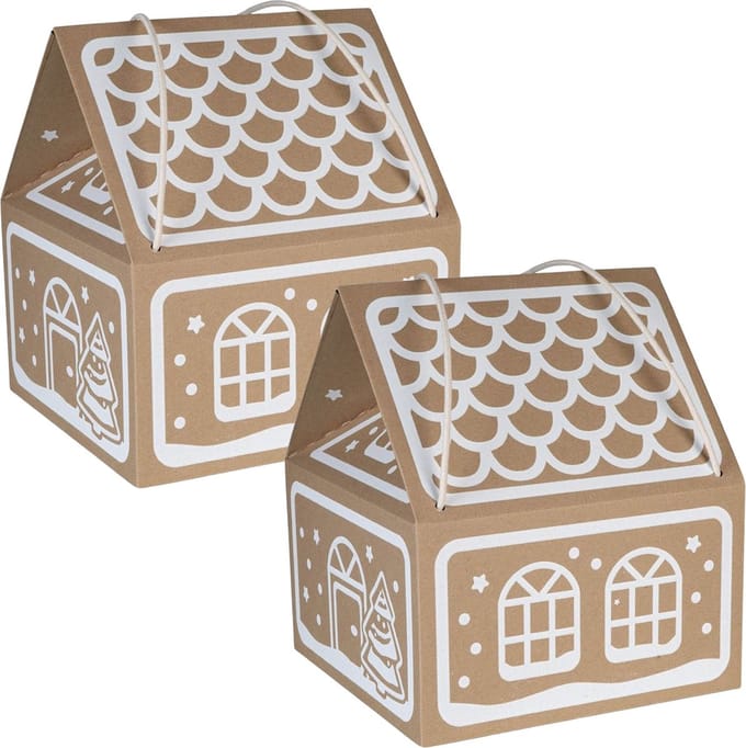 Kerstcadeauverpakking, huis met witte opdruk 30x30x35 cm