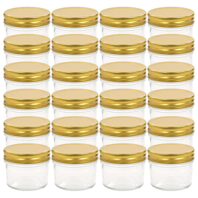 vidaXL - Jampotten - met - goudkleurige - deksels - 24 - st - 110 - ml - glas