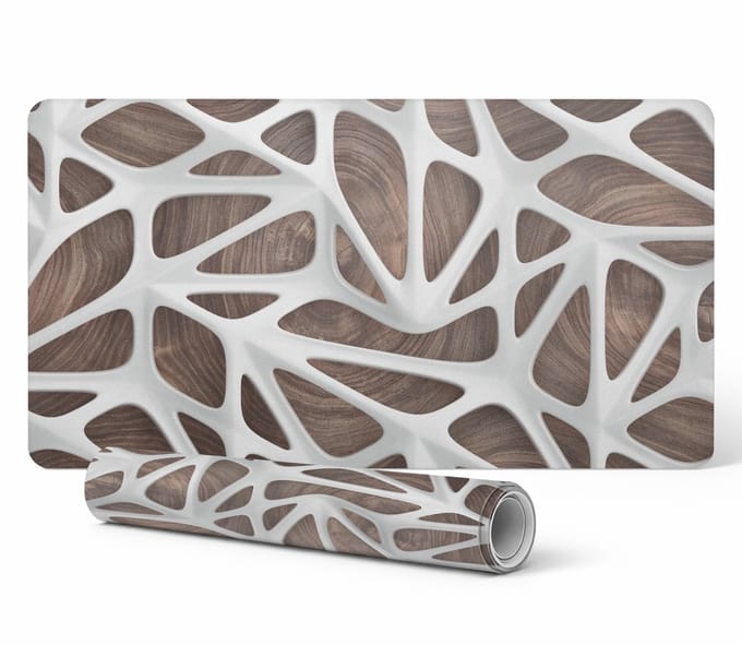 Vinyl bureauonderlegger met stijlvolle print en opengewerkte structuur, 120x60 cm