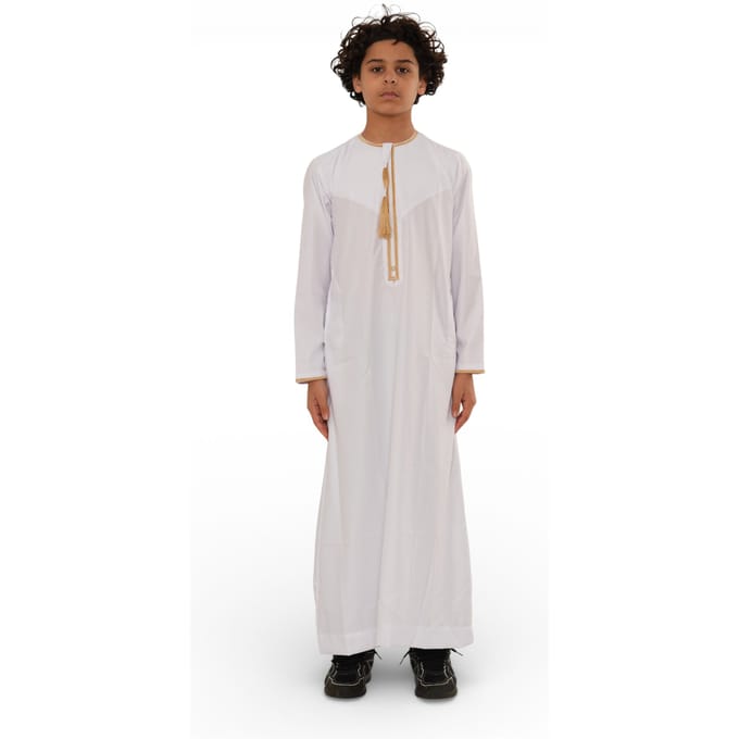 Kinderen jongens Ramadan witte Marokkaanse Thobe gewaad Emirati Eid Jubba-TT-003