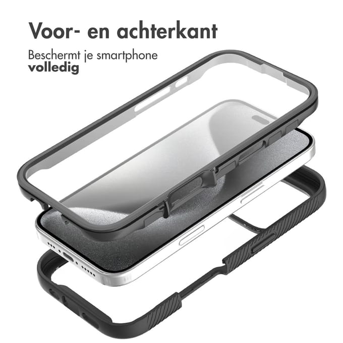 imoshion Hoesje - Geschikt voor Apple iPhone 16 Pro - 360° Full Protective Case - Zwart
