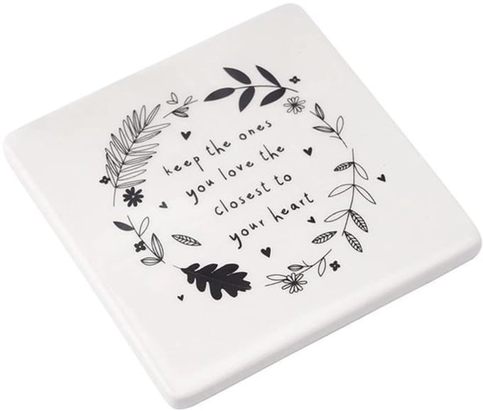 Keramische Coasters - 'Keep The Ones You Love' - Wit - Beschermende Basis