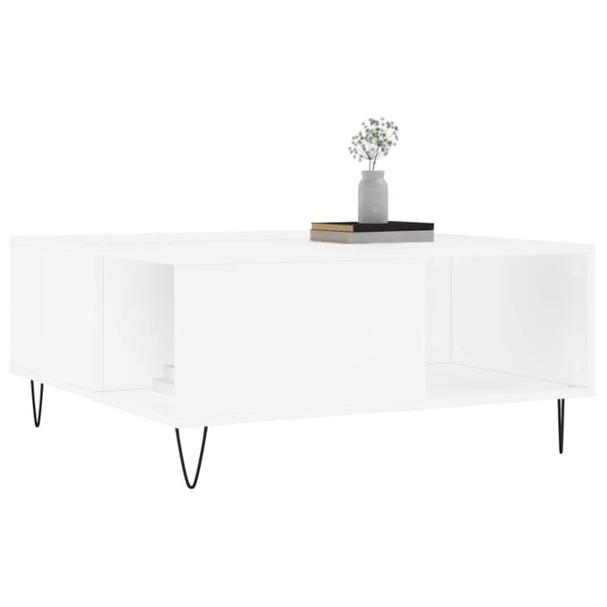 vidaXL - Salontafel - 80x80x36,5 - cm - bewerkt - hout - wit