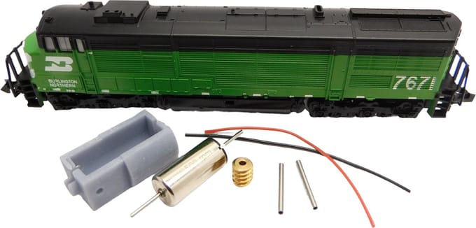 micromotor NM048G motor ombouwset voor Minitrix US U30CG (Santa Fe, Amtrak, u.a.