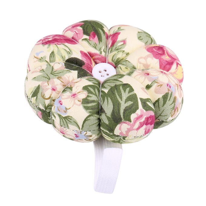1 pcs Creative Pumpkin Fabric Sewing Needles Pin Cushion with Elastic Wrist Belt(#13) beige