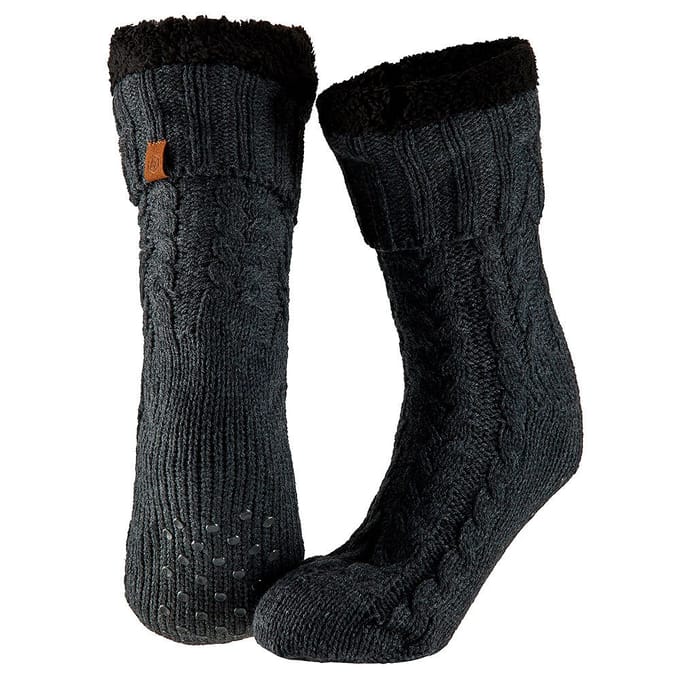 Apollo - Huissokken heren met vacht - Anti slip - Donker Grijs - One size - Fluffy sokken - Slofsokken - Huissokken anti slip - Huisokken - Warme sokken heren