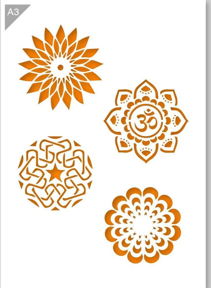 QBIX Mandala Sjabloon A3 Formaat Kunststof - Per mandala 12cm diameter