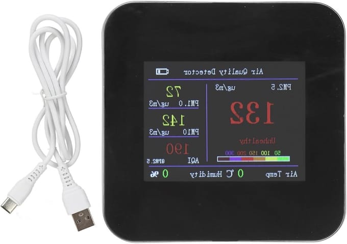 Luchtkwaliteitsmonitor - CO2 meter - Gezond Binnenklimaat - Realtime Meting - Compact Draagbaar - Wit
