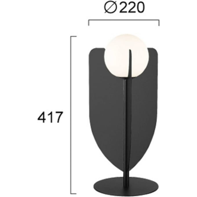 Viokef Tafellamp Fedora, hoogte 42 cm, zwart, metaal/glas