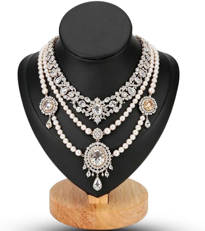 Halsketting Display - Sieradenstandaard Buste - Sieraden Presenteren - Stabiele PU-leder Basis - 19 x 15 x 9 cm - Zwart