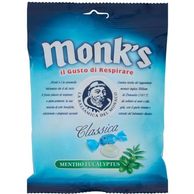 Bonbons Eucalyptus Classica Monk Menthol Eucalyptus 100g Italien