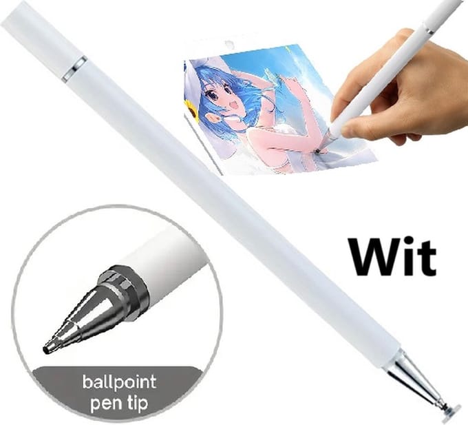 Stylus Pen Universeel I Precision Disc Capacitief I Stylus en Pen in Eén I Wit