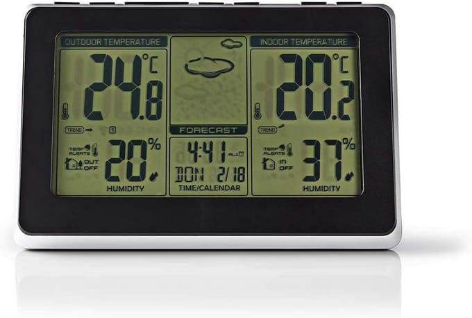 Draadloos Weerstation met Binnen- en Buitentemperatuur, Hygrometer en Wekker
