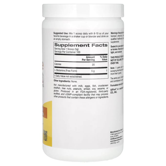 Super Nutrition, l-Glutamine, Ongezoet, 17,6 oz (500 gr)