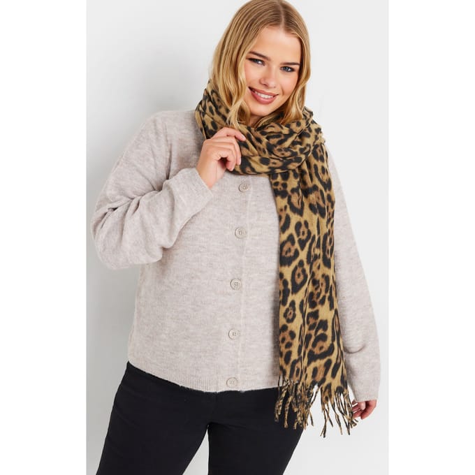 Yours Beige Bruine Luipaardprint Sjaalsize One Size