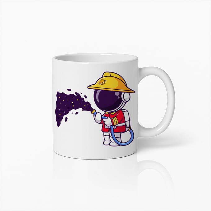 Astronaut Brandweerman Mok – Uniek Ruimteheld Koffiebeker Ontwerp